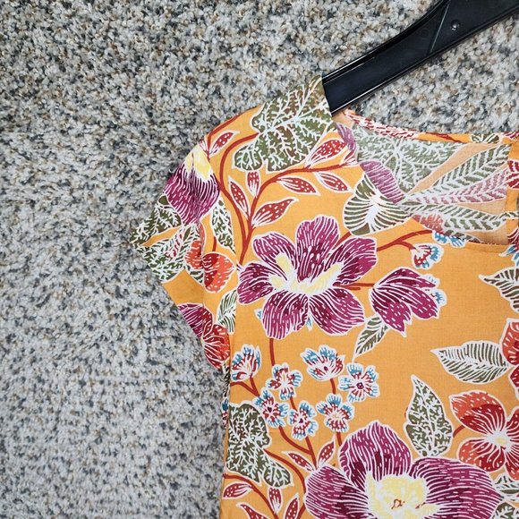 Christian Siriano Top Womens‎ Medium Floral Print Lightweight Flutter Sleeve - Picture 3 of 7